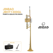 Trompeta Heraldo Pro Jinbao JBHT1300GL — Bb Dorada con Estuche Semirrígido