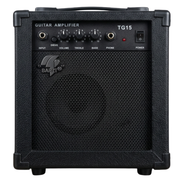Amplificador BARRT TG15 vista frontal - controles Drive, Volumen, Treble y Bass