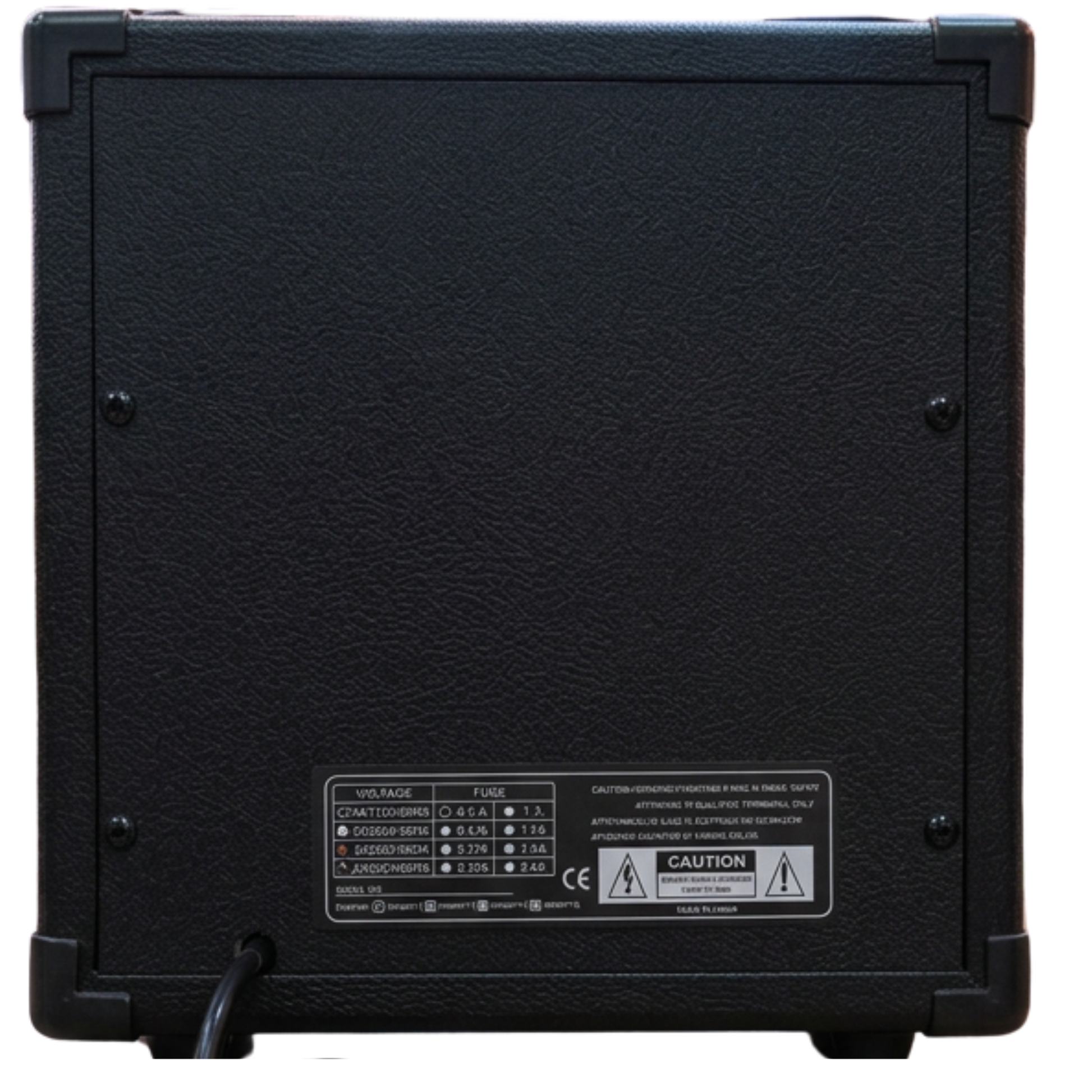 Amplificador BARRT TG15 vista posterior - etiqueta técnica