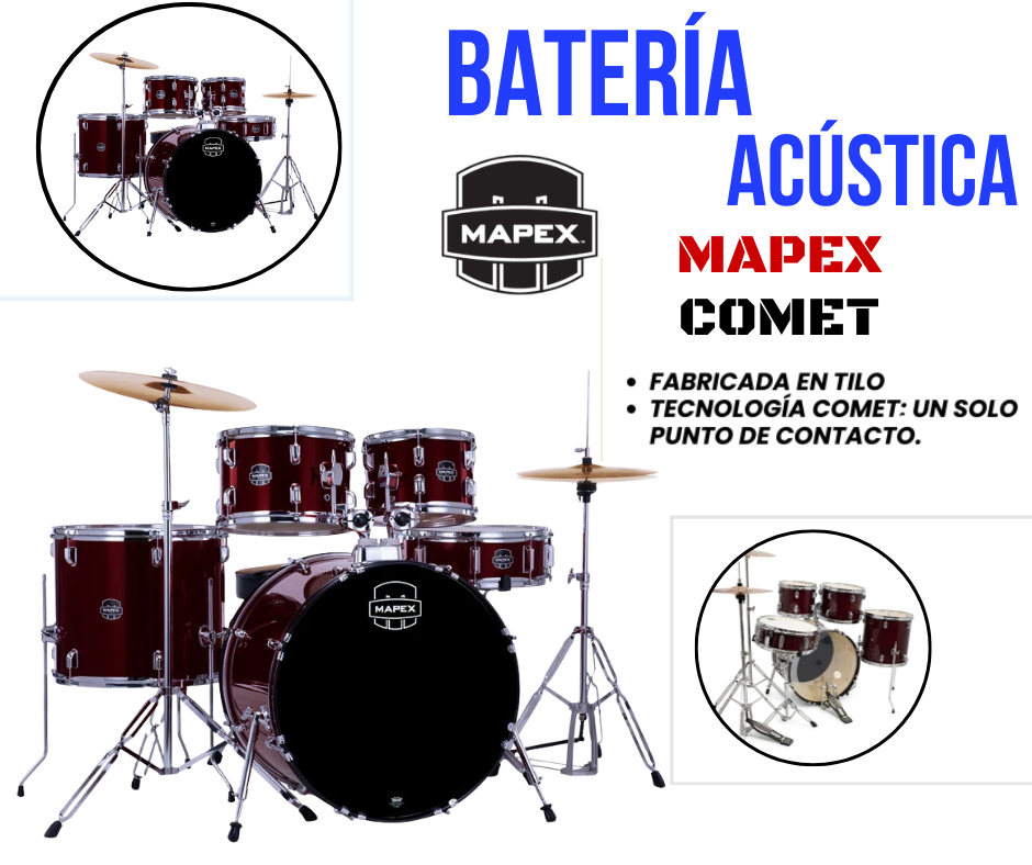 Batería Acústica Mapex Comet Color Rojo Vino - JK Music Peru