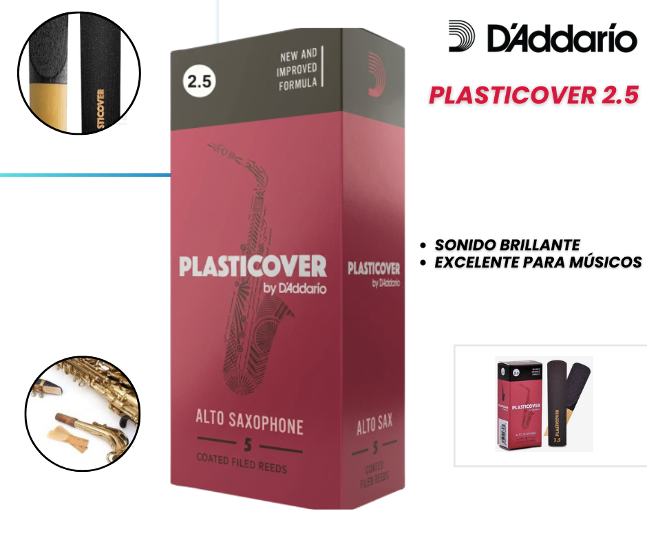 Cañas D'Addario Plasticover Saxofón Alto Mib 2.5 - Caja x5