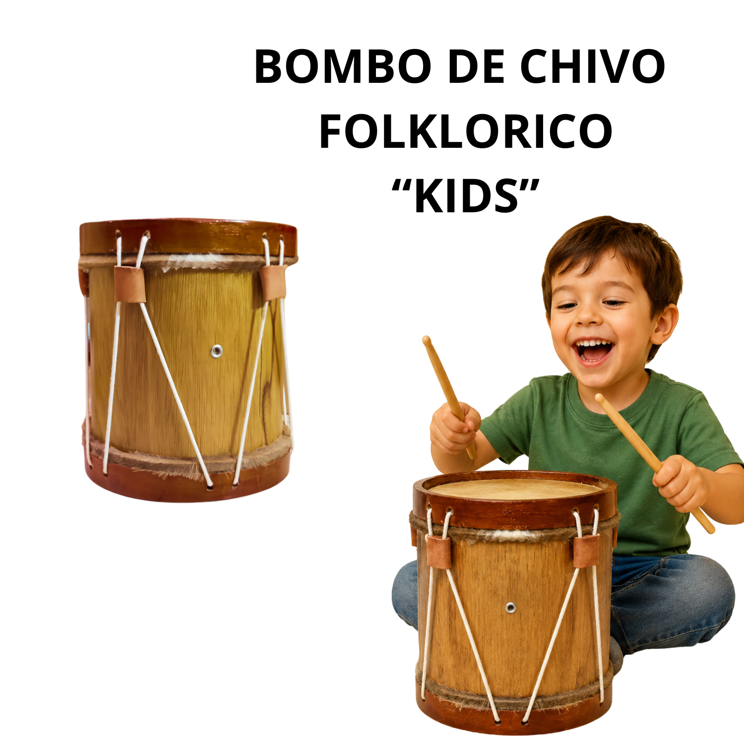 Bombo de chivo folklórico Kids con niño tocando
