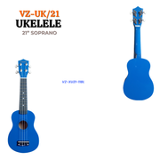 Ukelele Vozzex VZ-UK/21 Soprano 21 pulgadas color azul – vista frontal y trasera