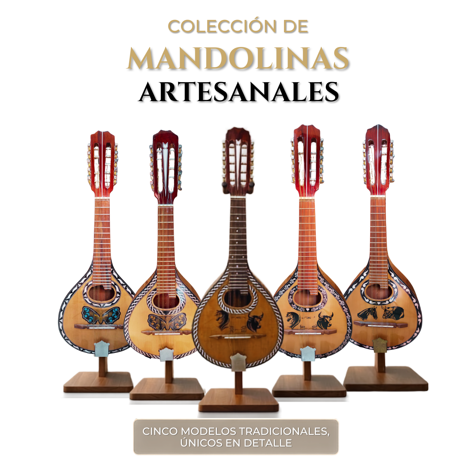 Colección de mandolinas artesanales - 5 modelos tradicionales