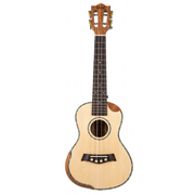 Ukulele Concierto K2 BARRT vista frontal – tapa abeto con cutaway y binding de abulón