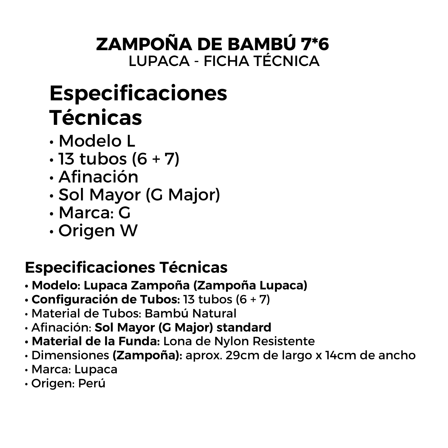 Zampoña de Bambú 7*6 LUPACA