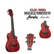 Ukelele Concierto Memphis Sigmatine GUC-11RD color rojo – vista frontal, trasera y clavijeros