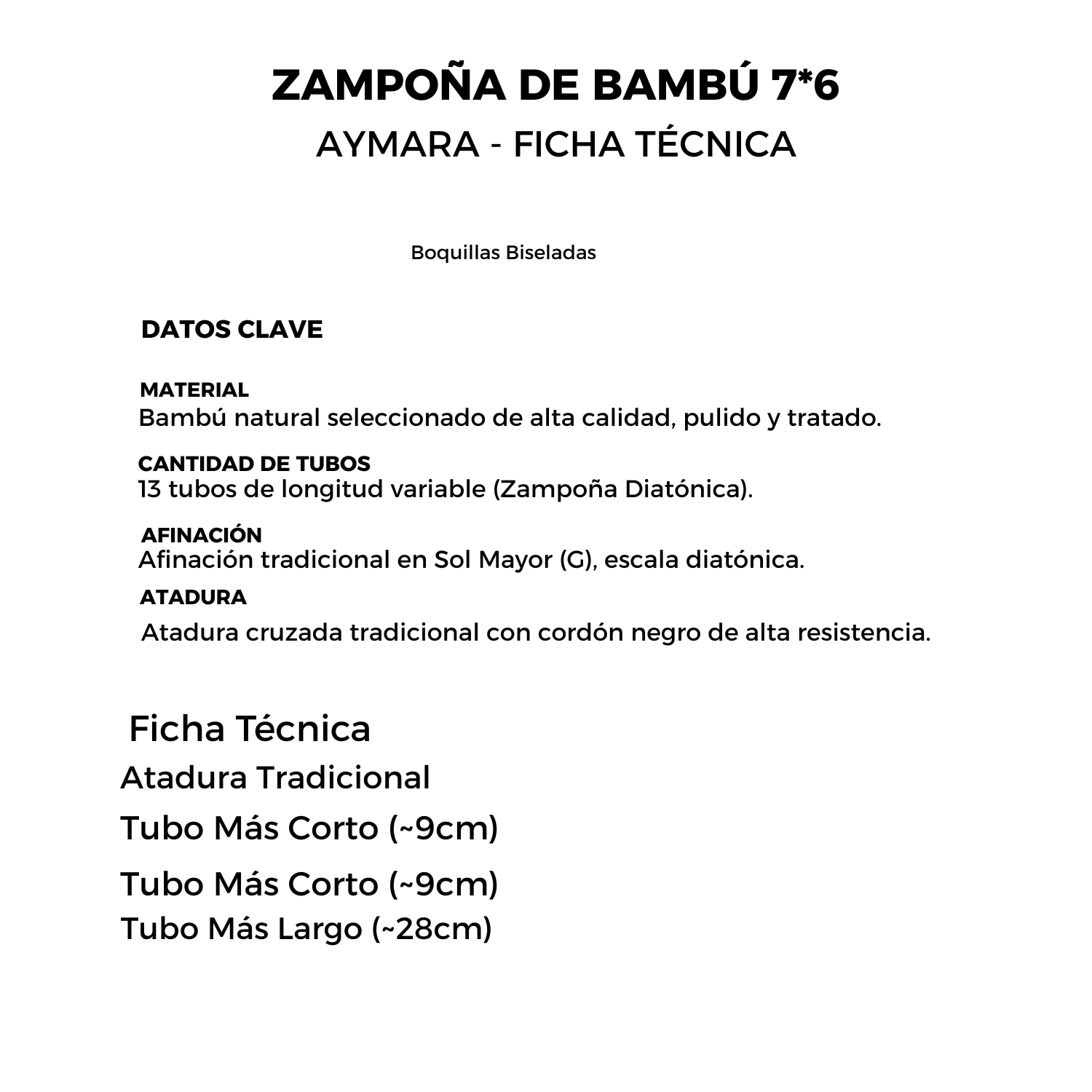 Zampoña de Bambú 7*6 AYMARA Profesional