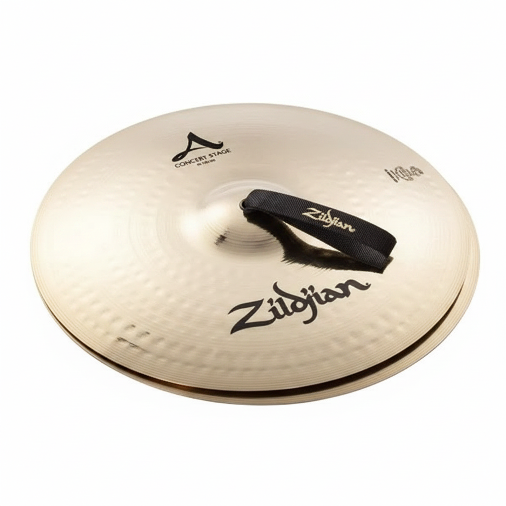 Platillos Zildjian A0444 Concert Stage 16 pulgadas - vista superior con correa