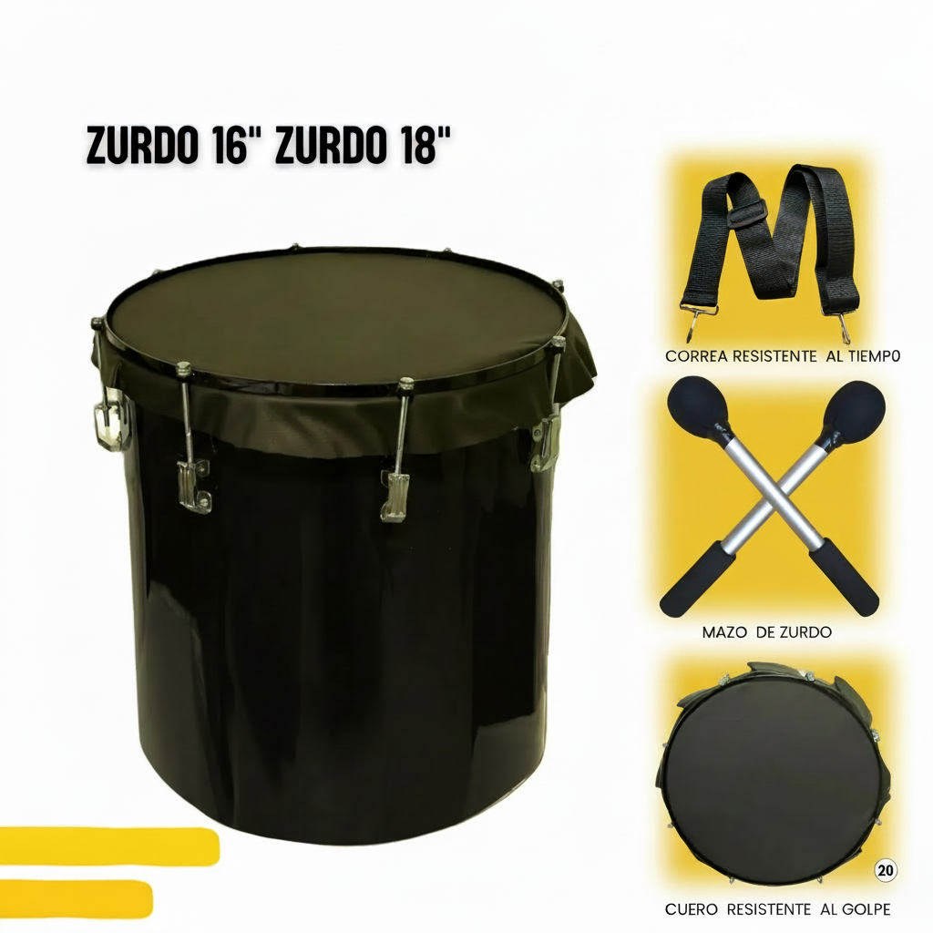 Zurdo negro de 16 pulgadas sin logotipos ni marcas superiores