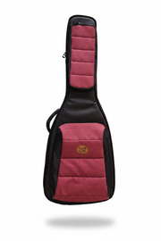 Estuche de lona Barrt para guitarra Godin en rojo burdeos con efecto flotante fondo blanco